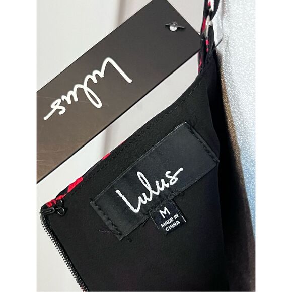 NWT Lulus Women's Animal Print Mini Dress Red Black Size Medium - Picture 4 of 5